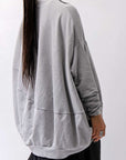 【bajra】 UNISEX BACK DRAPE& PRINTED LIGHT SWEAT TOP 159QK04_GREY PRINTED