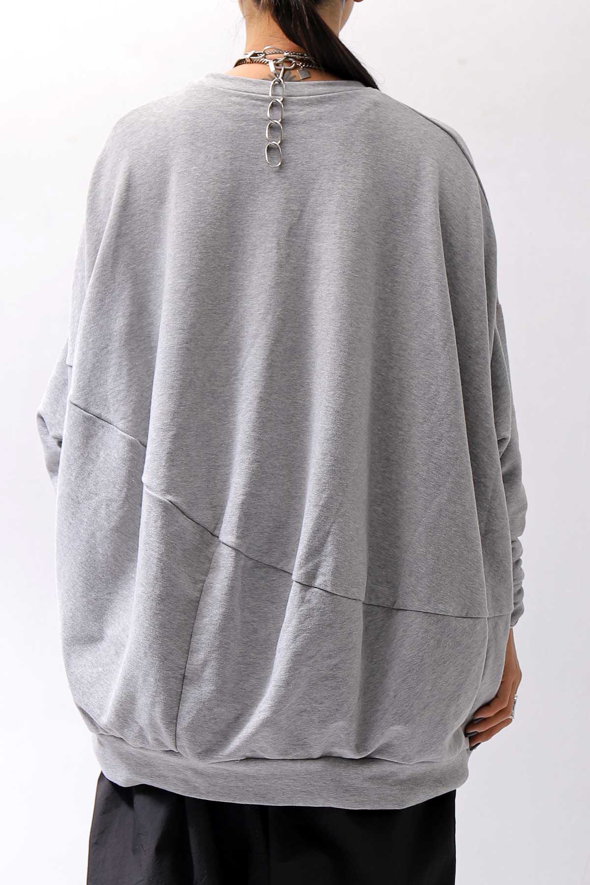 【bajra】 UNISEX BACK DRAPE&amp; PRINTED LIGHT SWEAT TOP 159QK04_GREY PRINTED