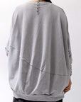 【bajra】 UNISEX BACK DRAPE& PRINTED LIGHT SWEAT TOP 159QK04_GREY PRINTED