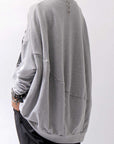 【bajra】 UNISEX BACK DRAPE& PRINTED LIGHT SWEAT TOP 159QK04_GREY PRINTED