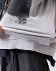 【bajra】 UNISEX BACK DRAPE& PRINTED LIGHT SWEAT TOP 159QK04_GREY PRINTED