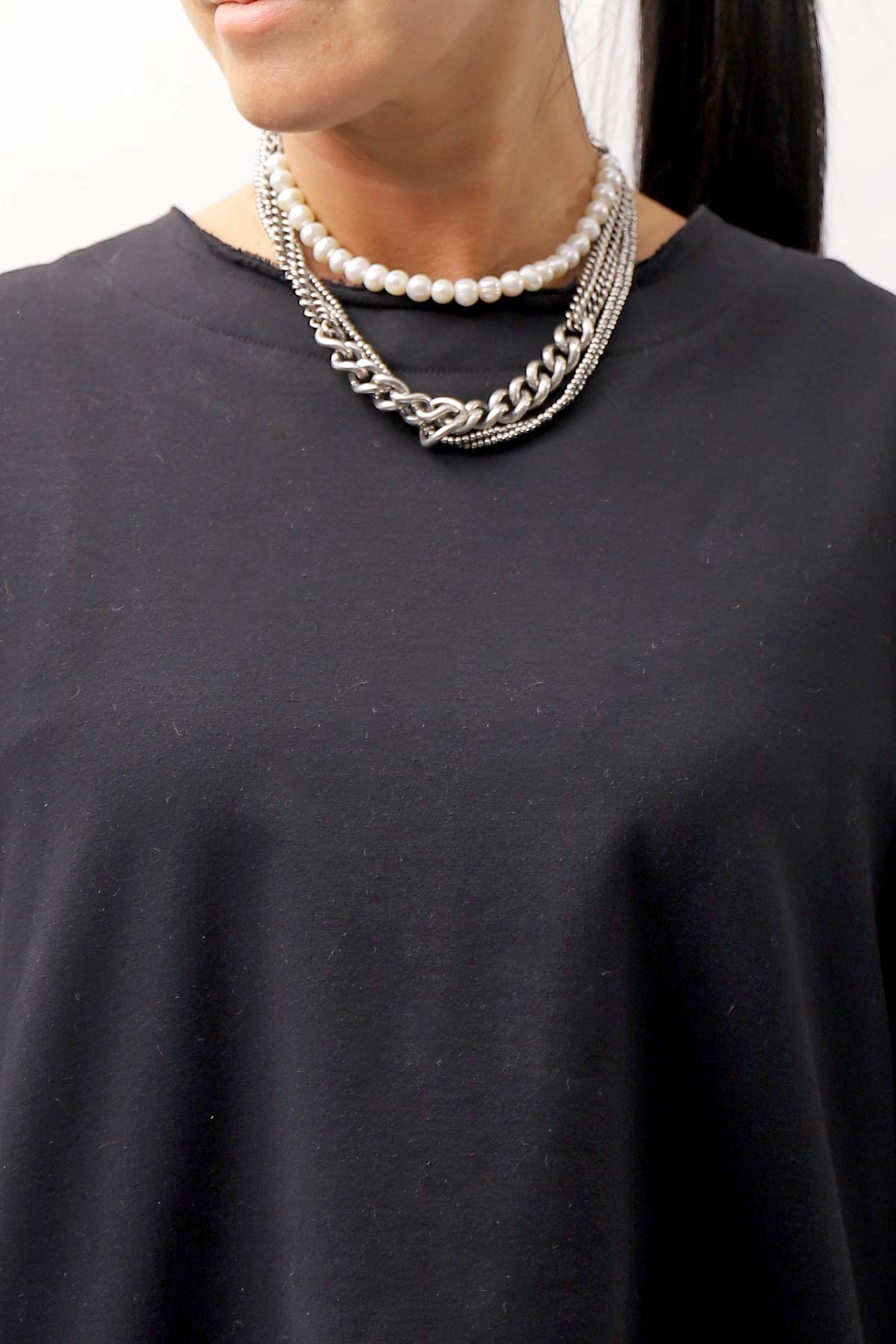 【GOTI】 MIXED CHAIN &amp; PEARL NECKLACE SPECIAL EDITION_CN0304P