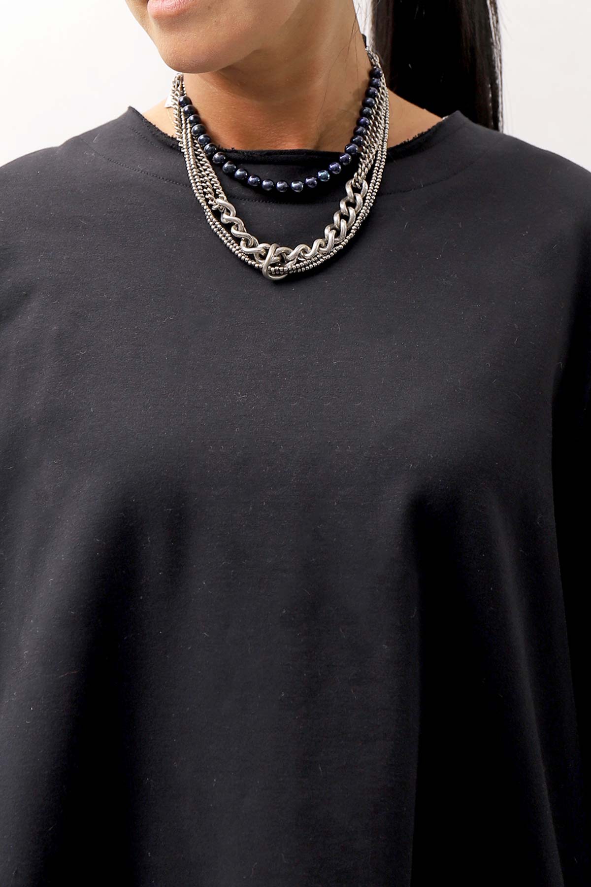 【GOTI】 MIXED CHAIN &amp; PEARL NECKLACE SPECIAL EDITION_CN0304P