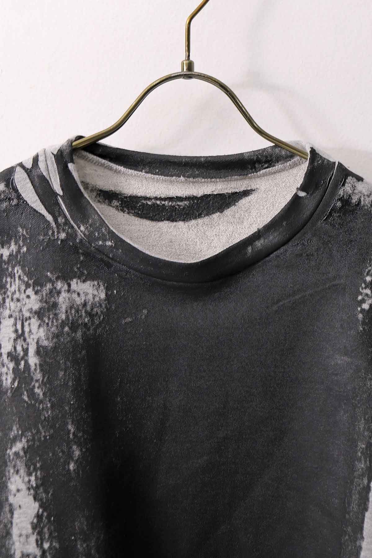 【bajra】 UNISEX BACK DRAPE&amp; PRINTED LIGHT SWEAT TOP 159QK04_GREY PRINTED