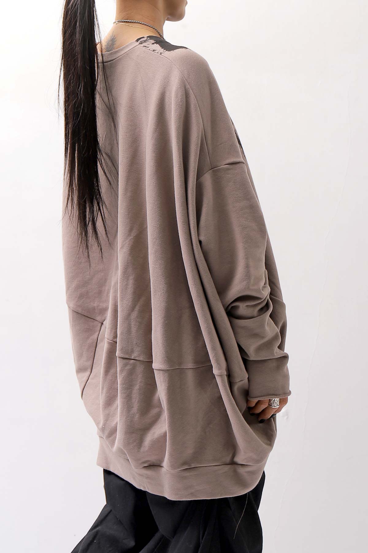 【bajra】 UNISEX BACK DRAPE TOP 154QK03_TAUPE PRINTED