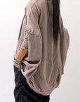 【bajra】 UNISEX BACK DRAPE TOP 154QK03_TAUPE PRINTED