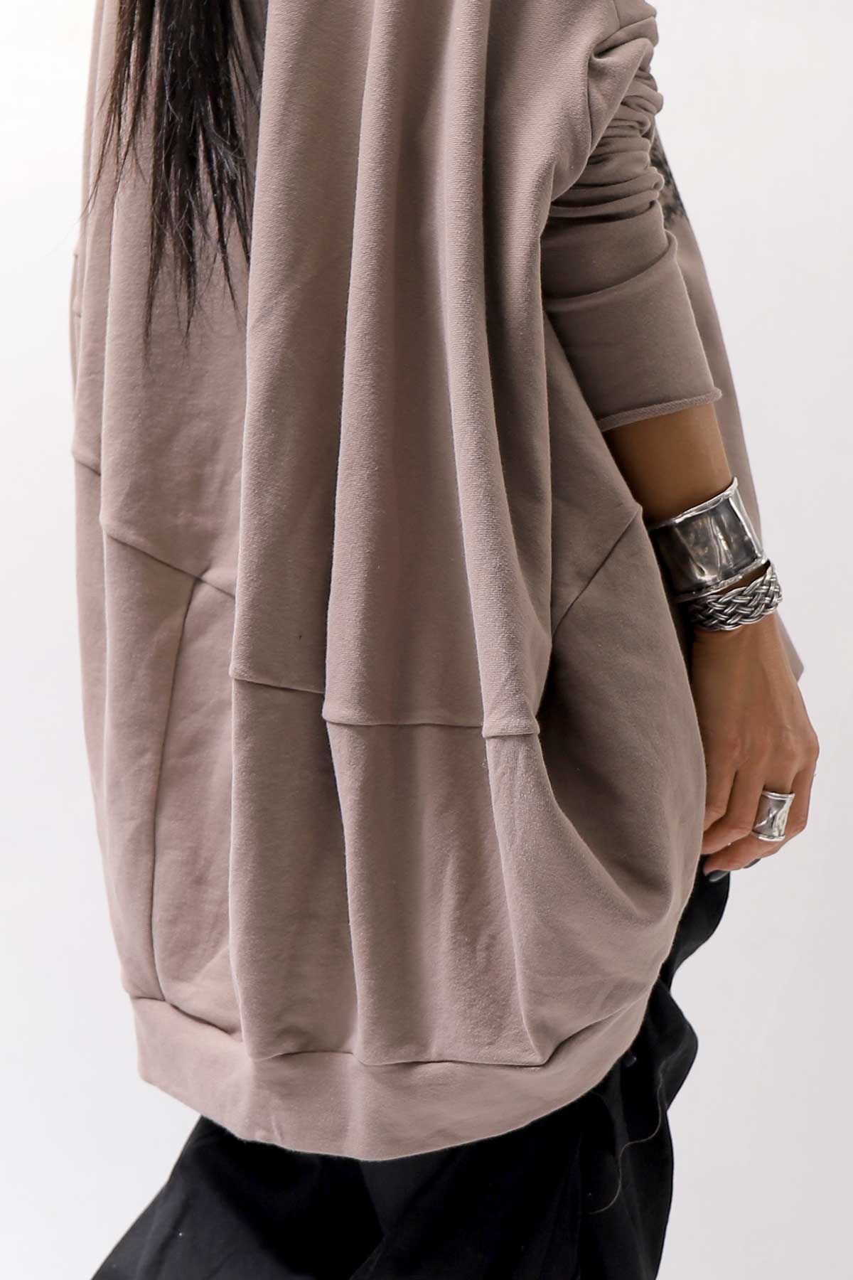 【bajra】 UNISEX BACK DRAPE TOP 154QK03_TAUPE PRINTED