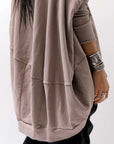 【bajra】 UNISEX BACK DRAPE TOP 154QK03_TAUPE PRINTED