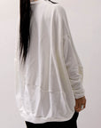 【bajra】 UNISEX BACK DRAPE TOP 154QK03_WHITE PRINTED