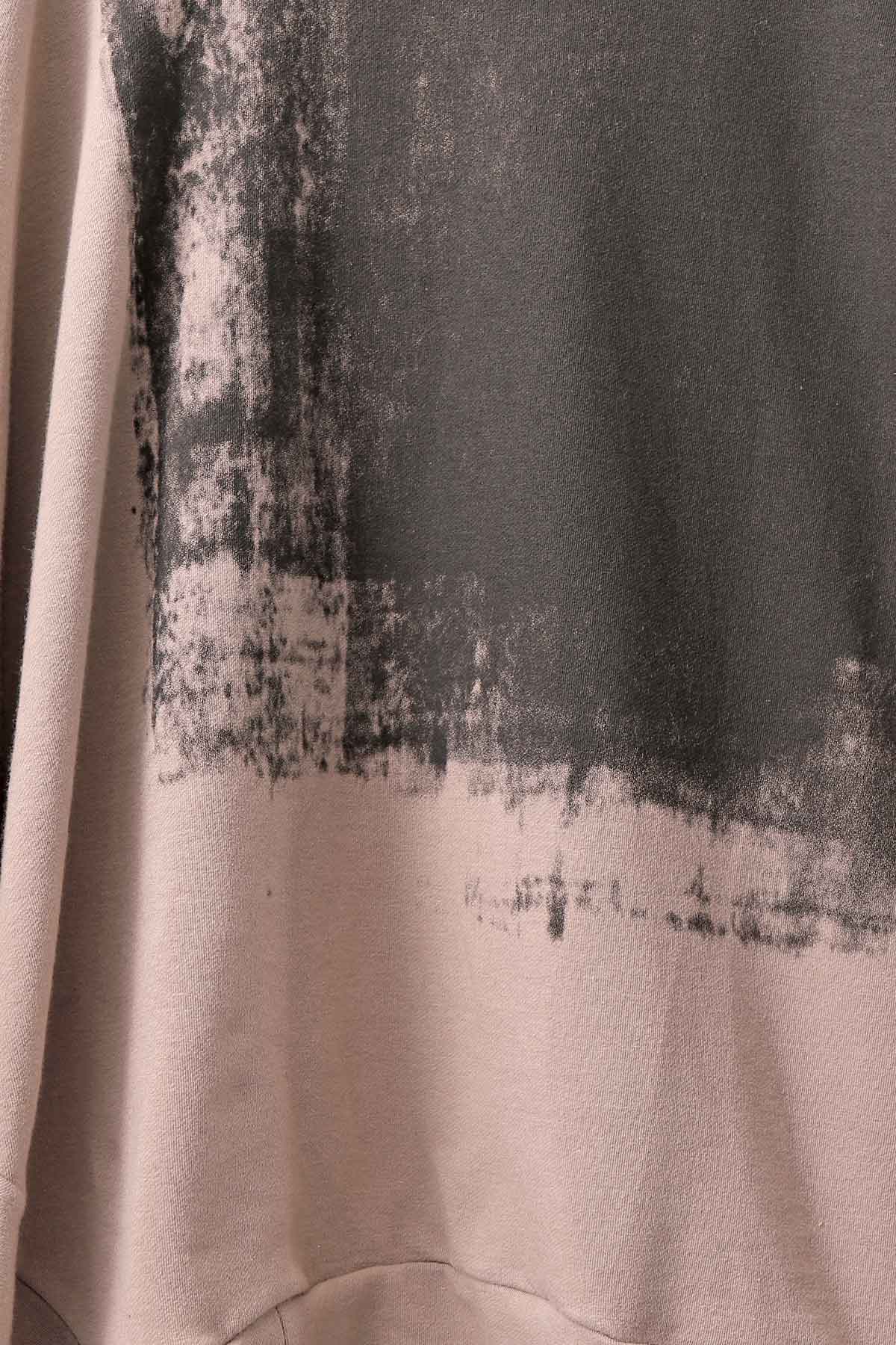 【bajra】 UNISEX BACK DRAPE TOP 154QK03_TAUPE PRINTED