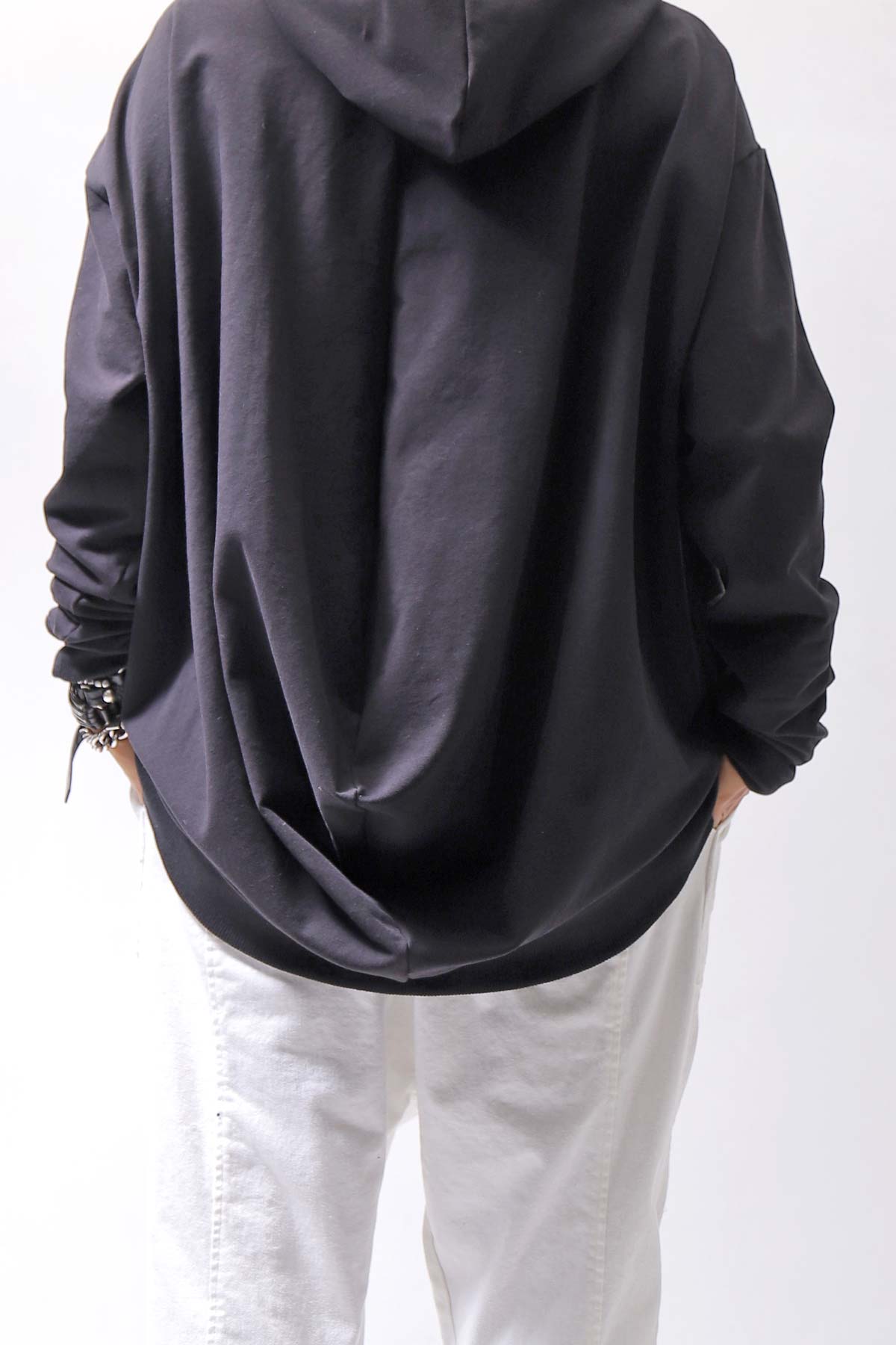 【bajra】 UNISEX SUPER STRETCH SWEAT BACKDRAPE HOODIE 159QK03_BLACK