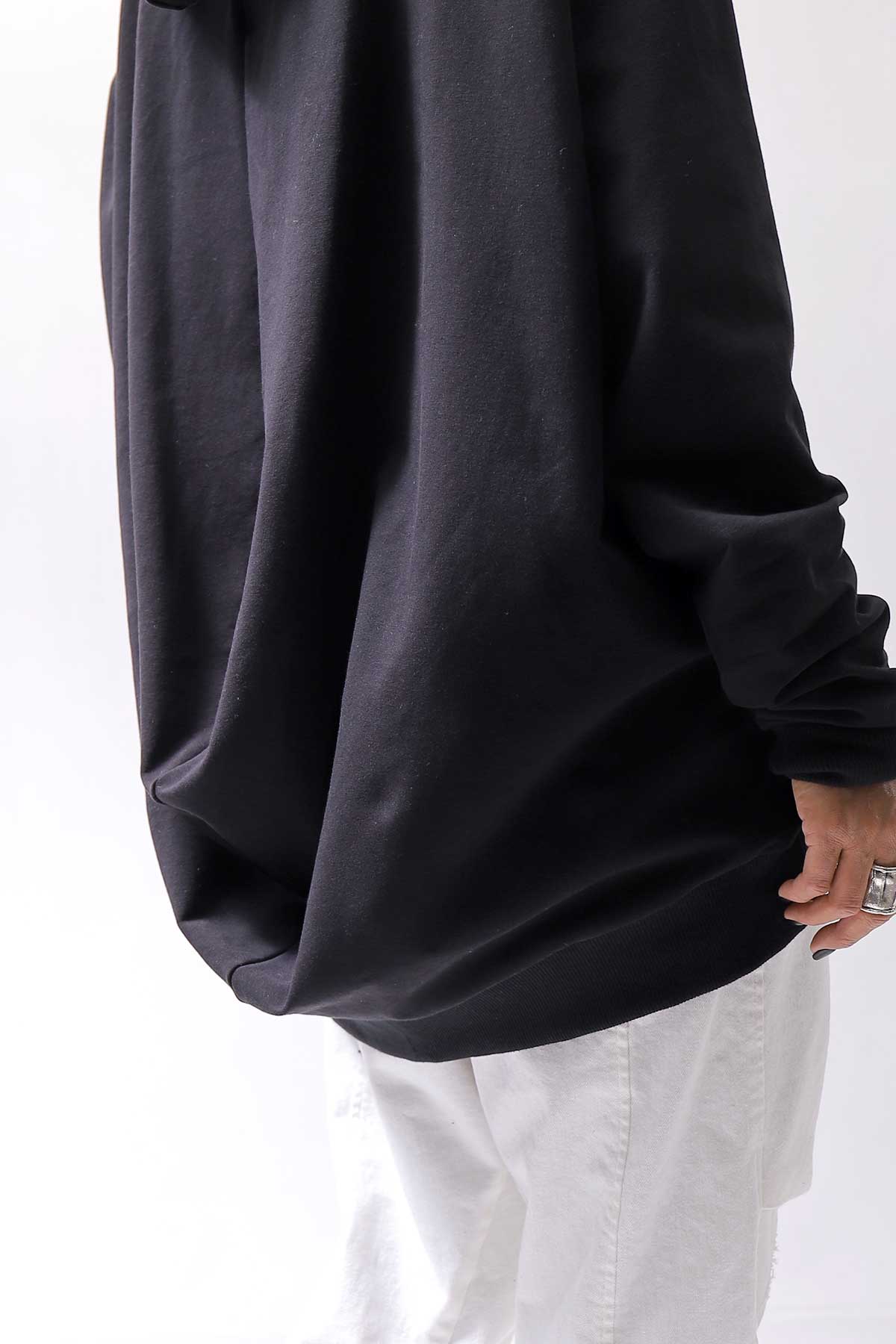 【bajra】 UNISEX SUPER STRETCH SWEAT BACKDRAPE HOODIE 159QK03_BLACK