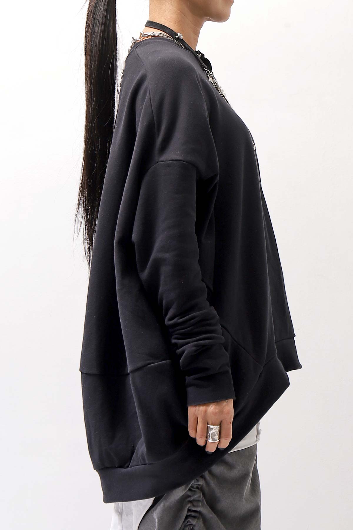 【bajra】 UNISEX BACK DRAPE TOP 154QK02_BLACK