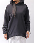 【bajra】 UNISEX SUPER STRETCH SWEAT BACKDRAPE HOODIE 159QK03_BLACK