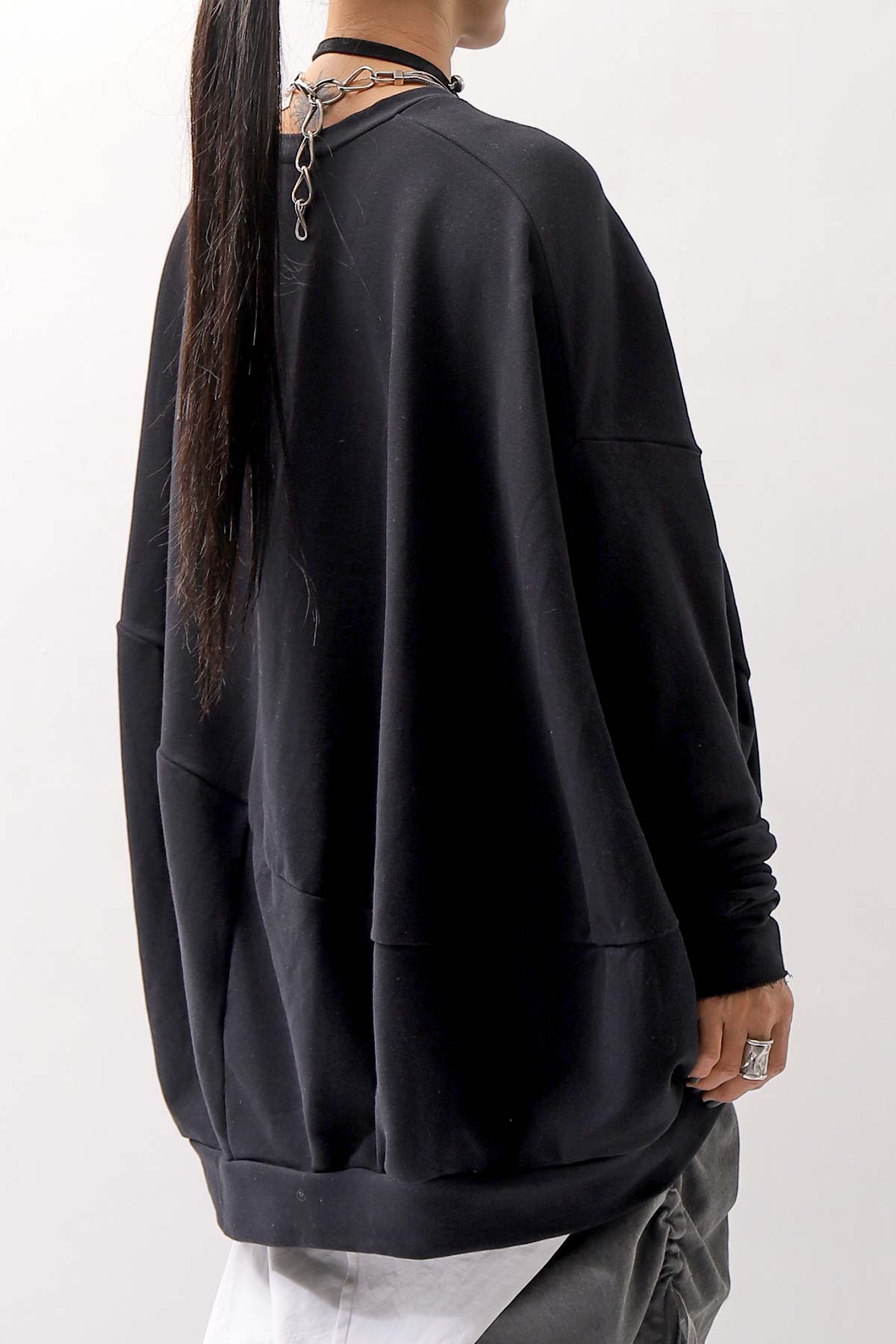 【bajra】 UNISEX BACK DRAPE TOP 154QK02_BLACK