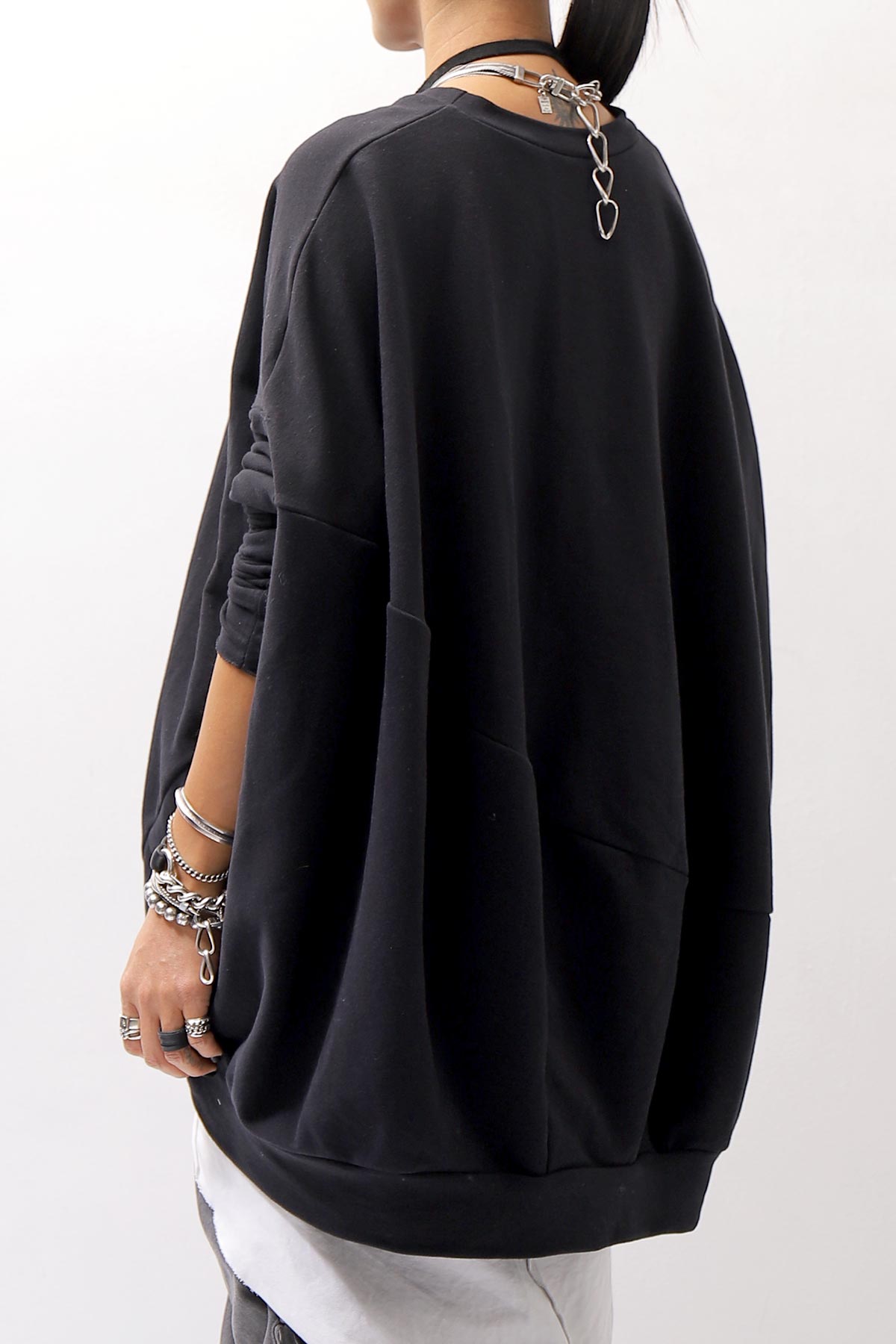 【bajra】 UNISEX BACK DRAPE TOP 154QK02_BLACK