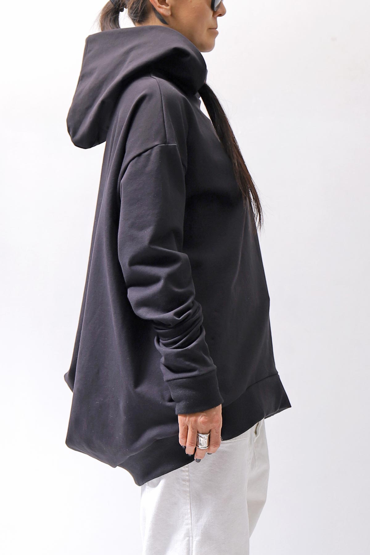 【bajra】 UNISEX SUPER STRETCH SWEAT BACKDRAPE HOODIE 159QK03_BLACK