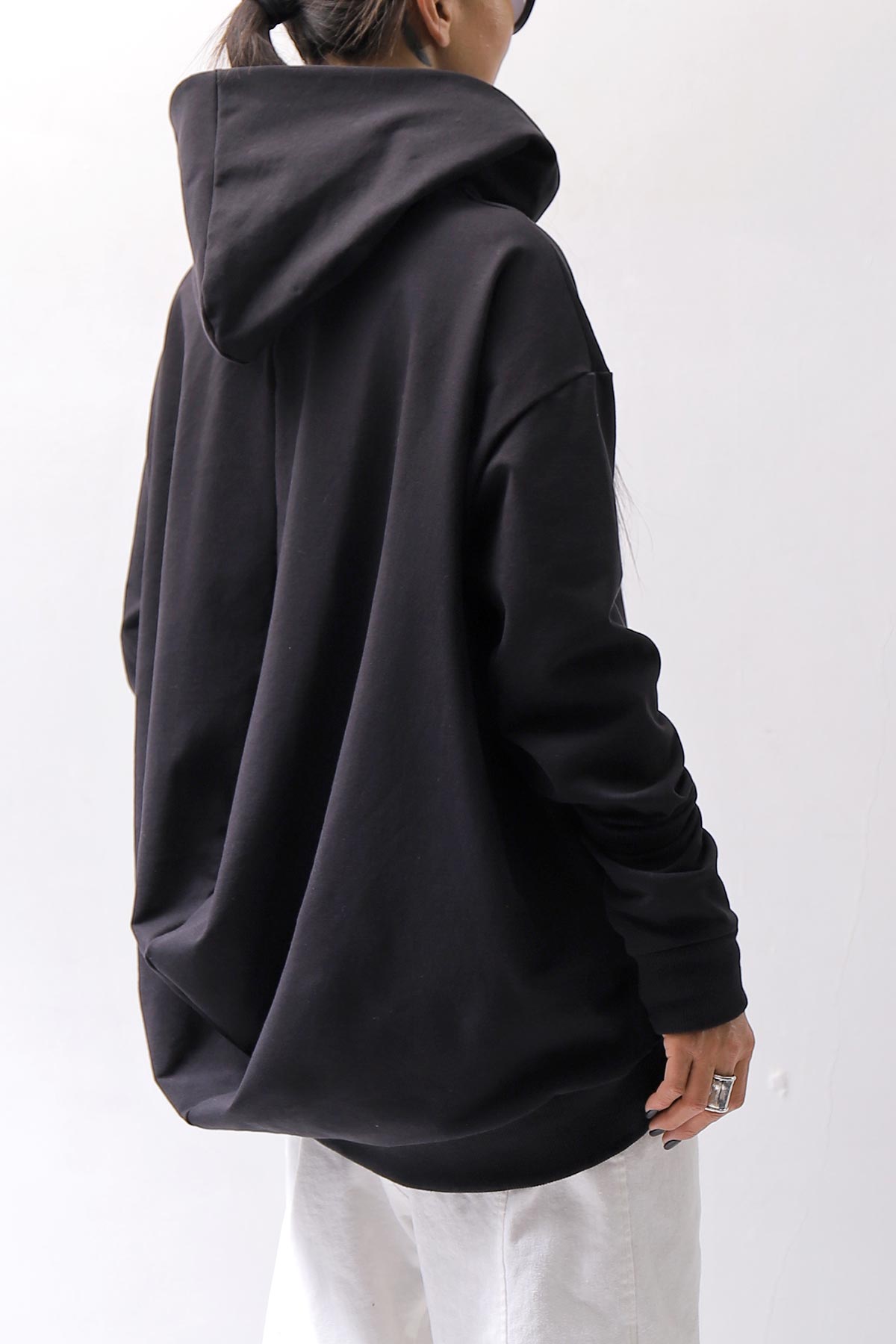 【bajra】 UNISEX SUPER STRETCH SWEAT BACKDRAPE HOODIE 159QK03_BLACK