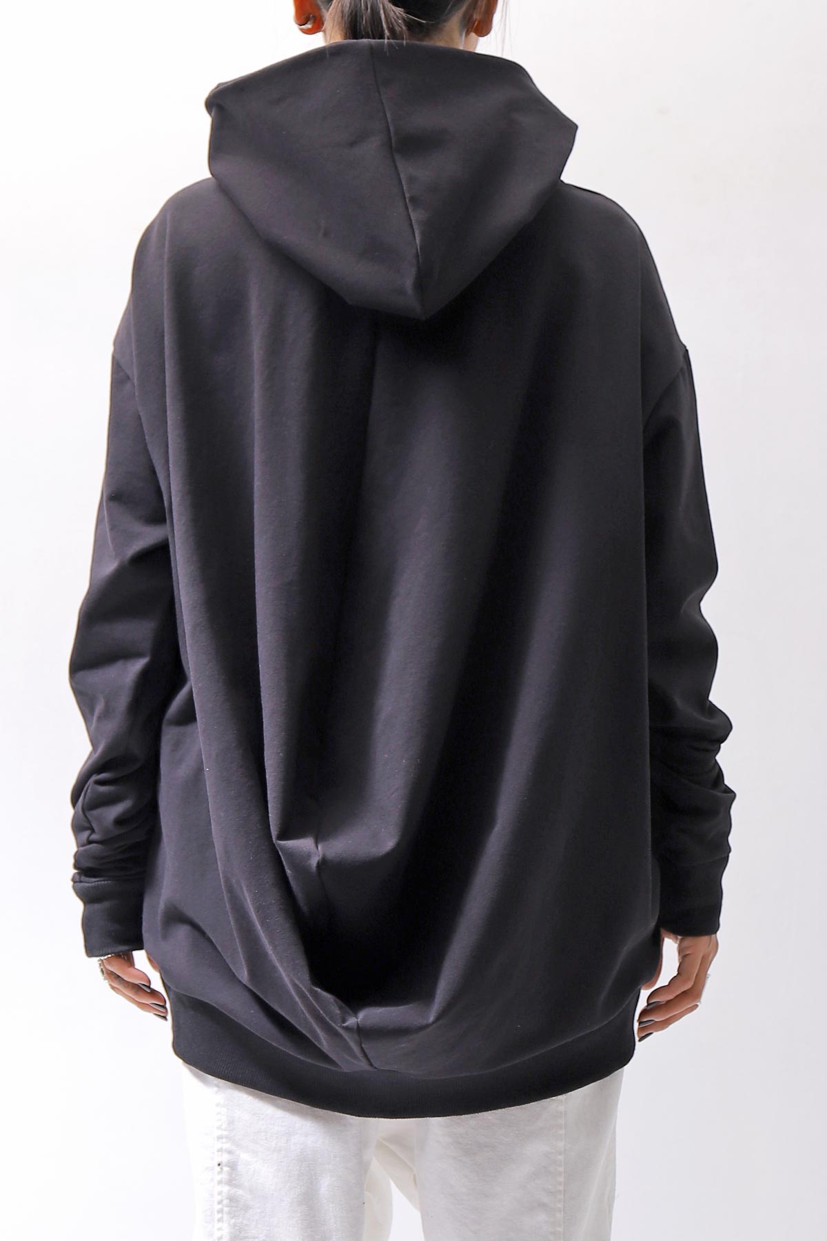 【bajra】 UNISEX SUPER STRETCH SWEAT BACKDRAPE HOODIE 159QK03_BLACK