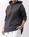 【bajra】 UNISEX SUPER STRETCH SWEAT BACKDRAPE HOODIE 159QK03_BLACK
