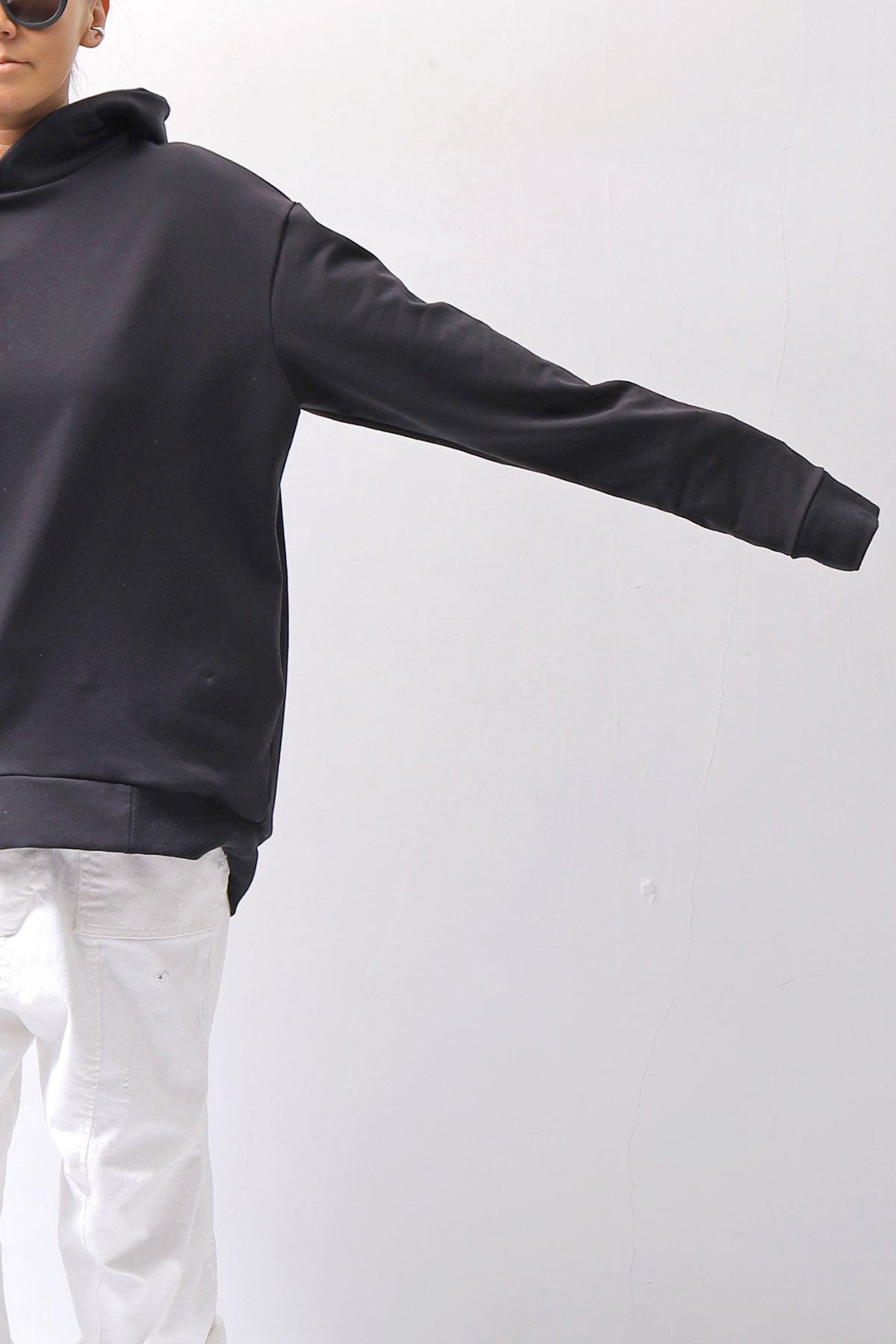 【bajra】 UNISEX SUPER STRETCH SWEAT BACKDRAPE HOODIE 159QK03_BLACK