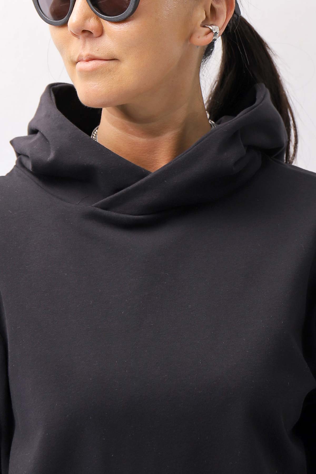 【bajra】 UNISEX SUPER STRETCH SWEAT BACKDRAPE HOODIE 159QK03_BLACK