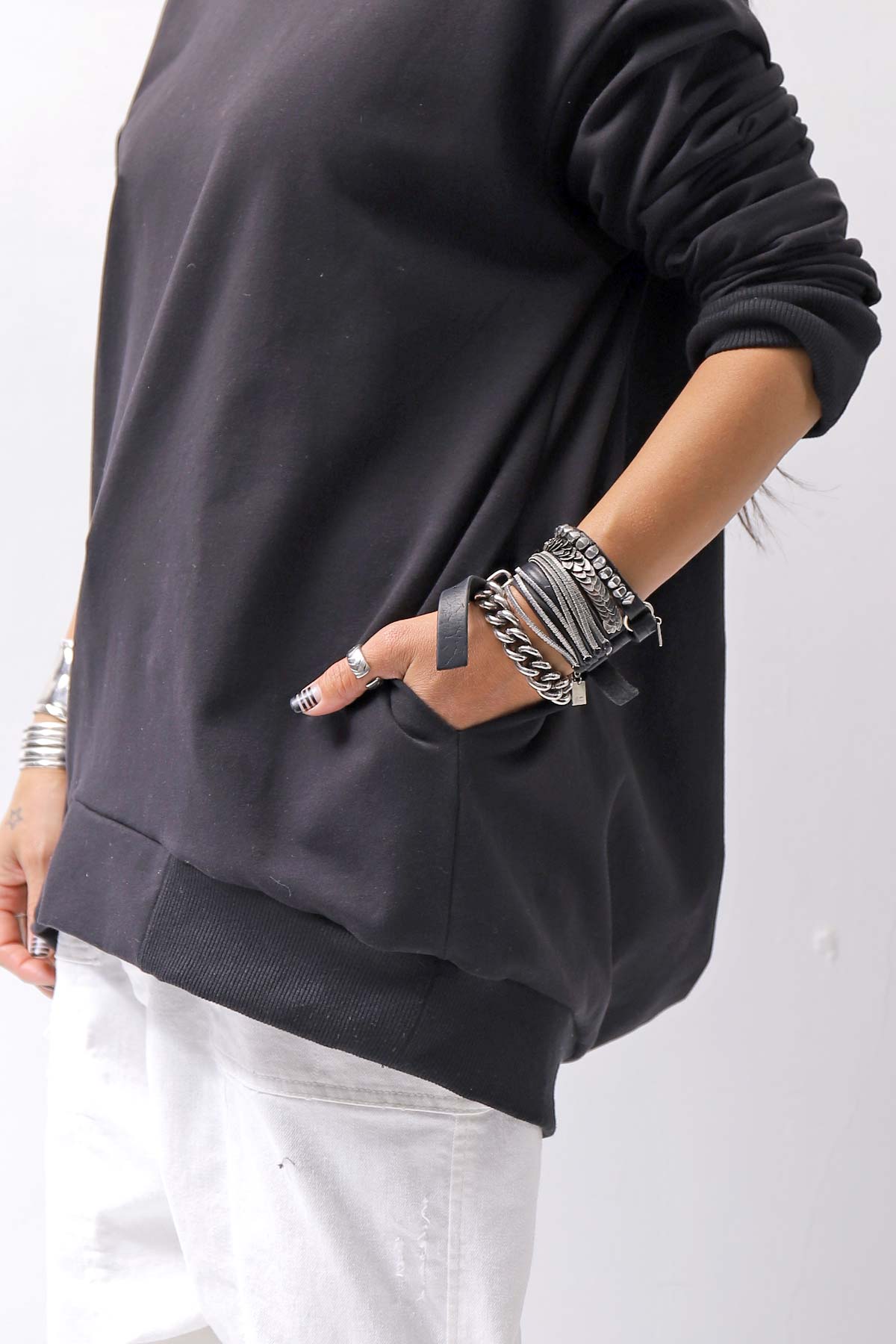 【bajra】 UNISEX SUPER STRETCH SWEAT BACKDRAPE HOODIE 159QK03_BLACK