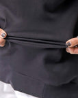 【bajra】 UNISEX SUPER STRETCH SWEAT BACKDRAPE HOODIE 159QK03_BLACK