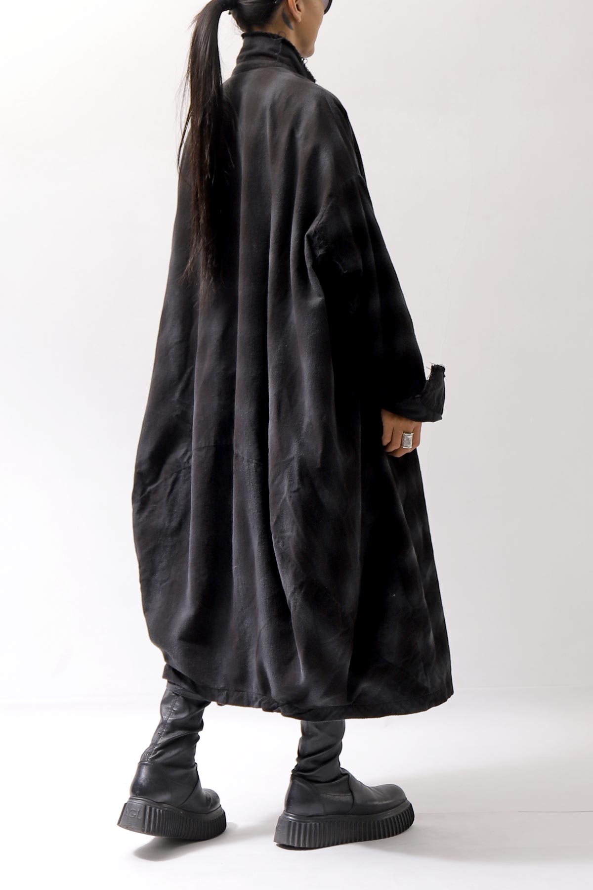 【bajra】 UNISEX BACK DRAPE SHIRT COAT 155QB01_BLACK