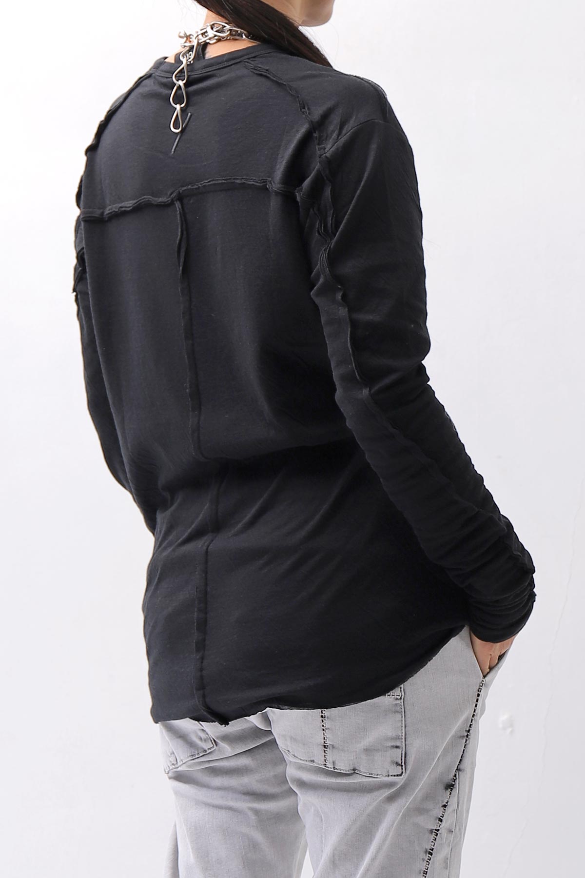 【thom/krom】 UNISEX SKIN COTTON DOUBLE LAYERED TOPS MTS922_BLACK