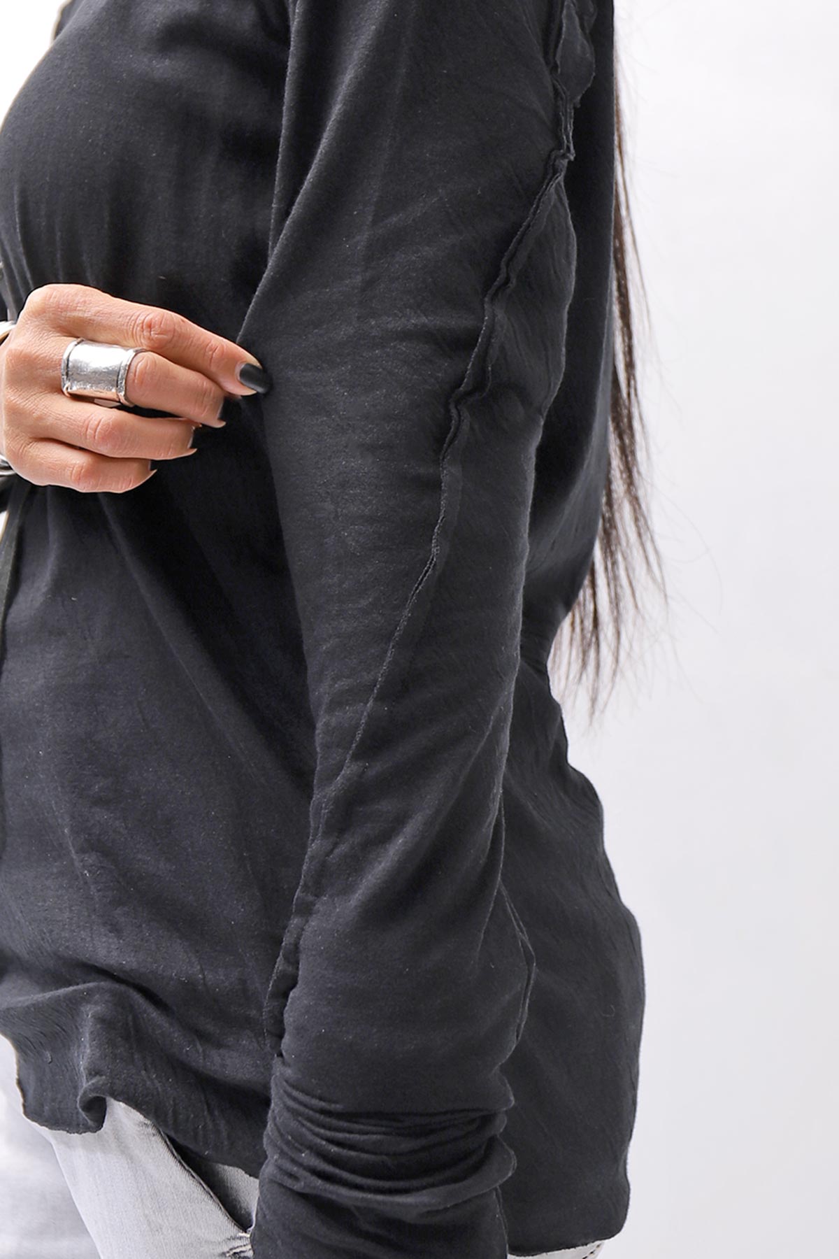 【thom/krom】 UNISEX SKIN COTTON DOUBLE LAYERED TOPS MTS922_BLACK