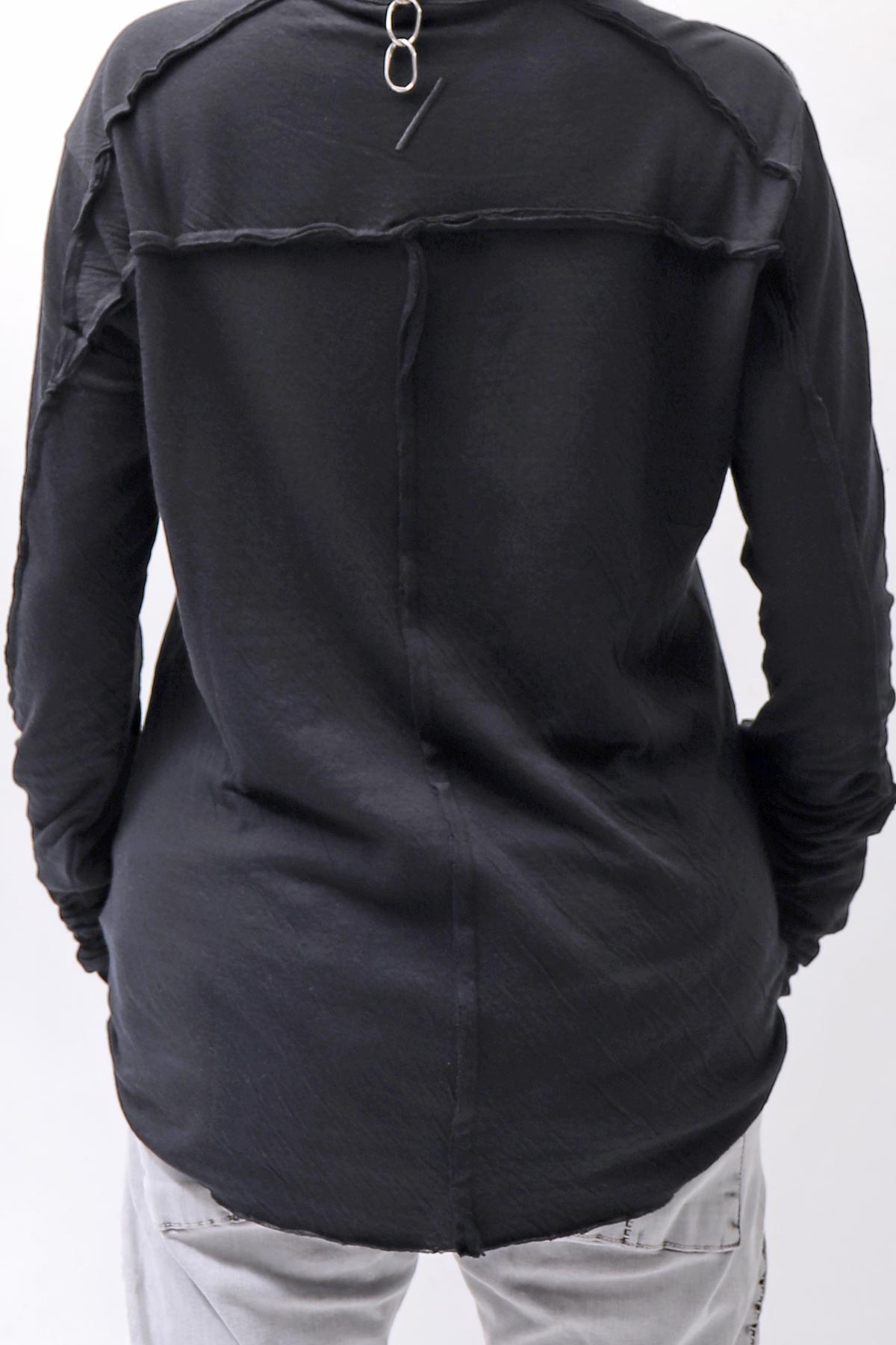 【thom/krom】 UNISEX SKIN COTTON DOUBLE LAYERED TOPS MTS922_BLACK