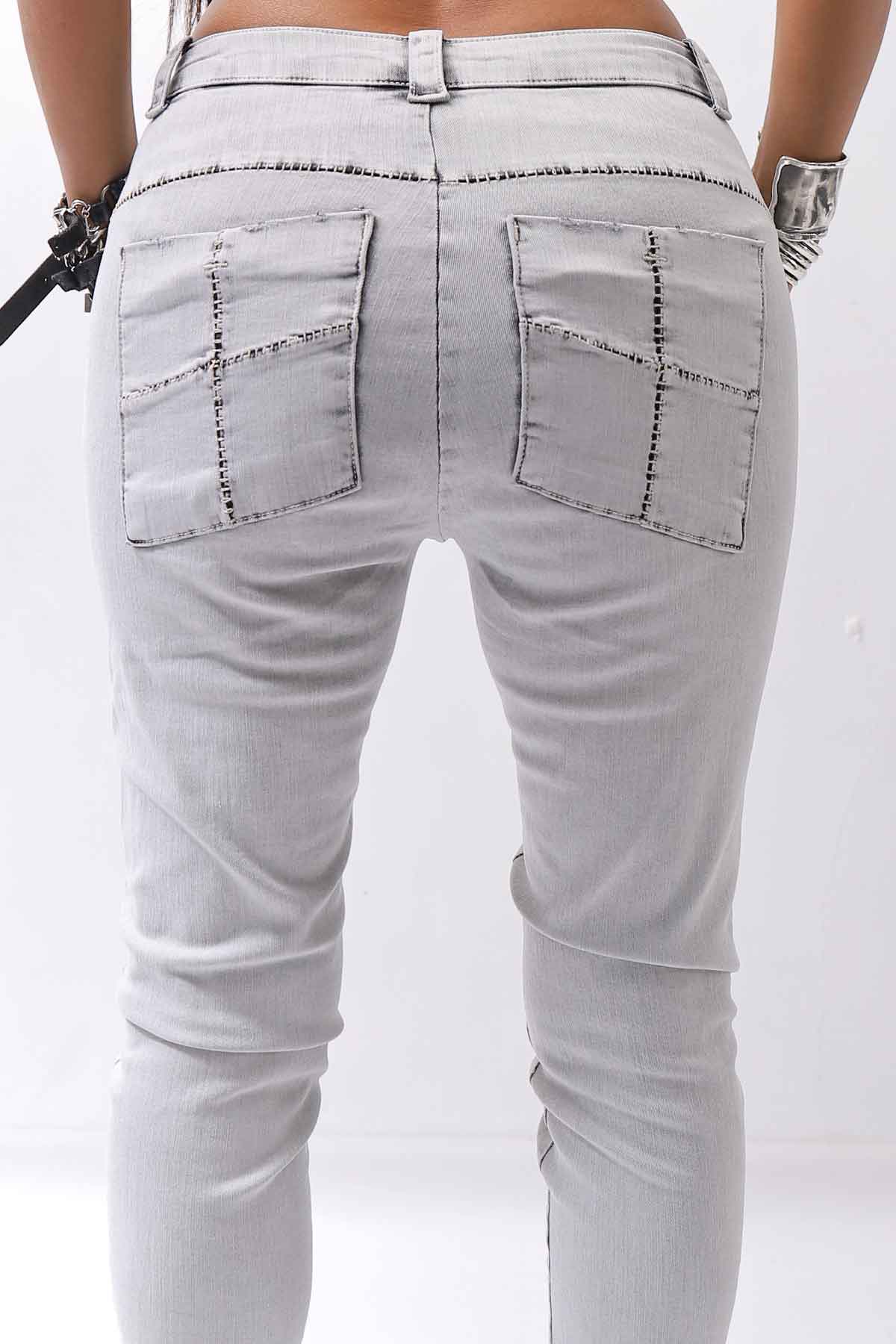 【thom/krom】 UNISEX SKINNY STRETCH DENIM PANTS WT79_BLEACH GREY(LIGHT GREY)