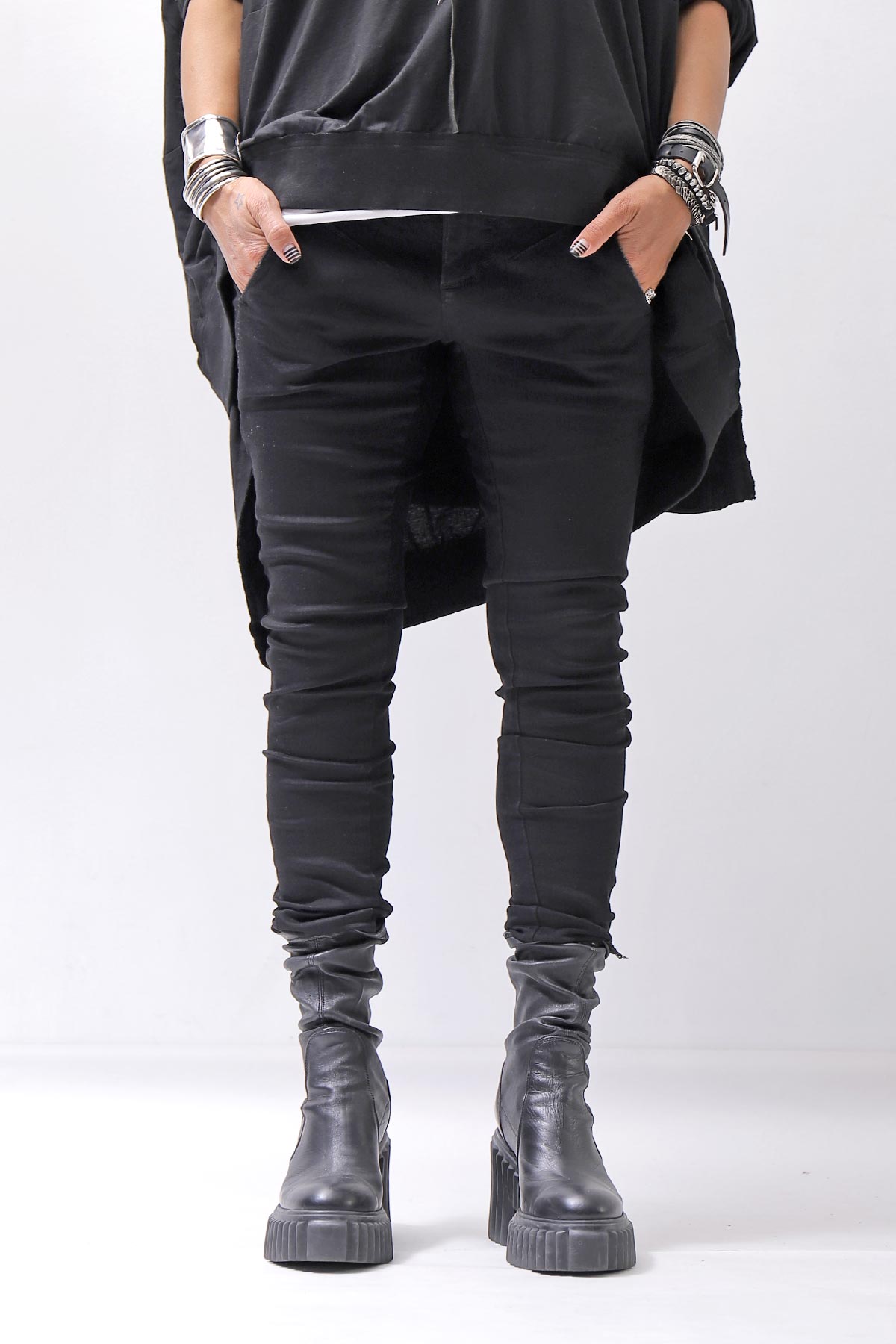 【thom/krom】 UNISEX SKINNY STRETCH DENIM PANTS WT79_BLACK