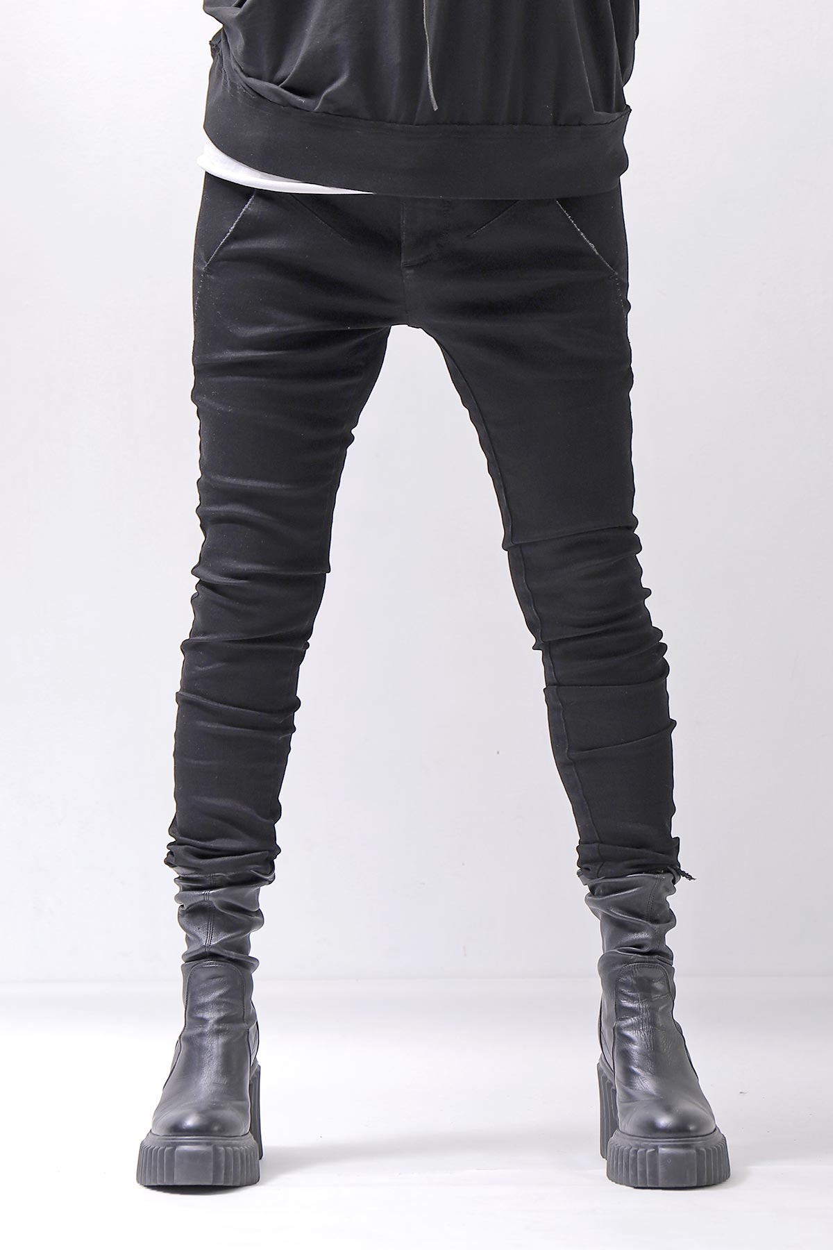 【thom/krom】 UNISEX SKINNY STRETCH DENIM PANTS WT79_BLACK
