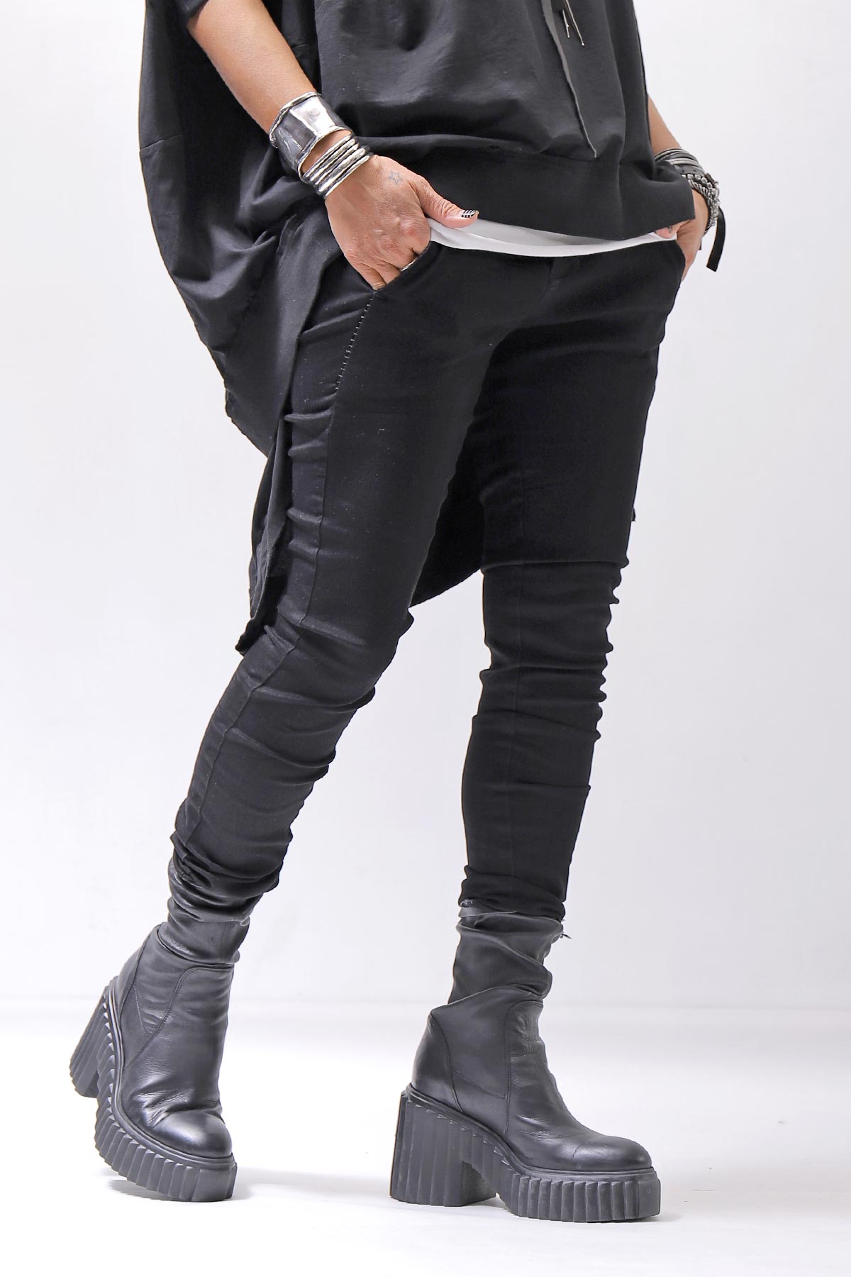 【thom/krom】 UNISEX SKINNY STRETCH DENIM PANTS WT79_BLACK