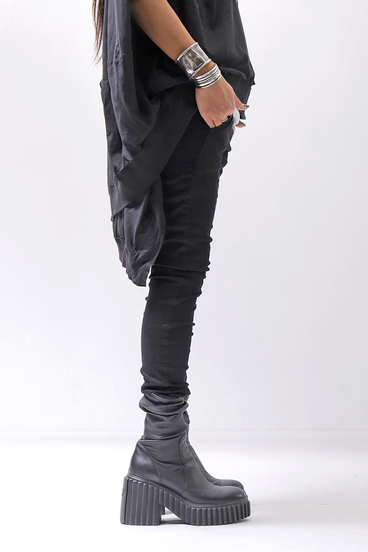 【thom/krom】 UNISEX SKINNY STRETCH DENIM PANTS WT79_BLACK