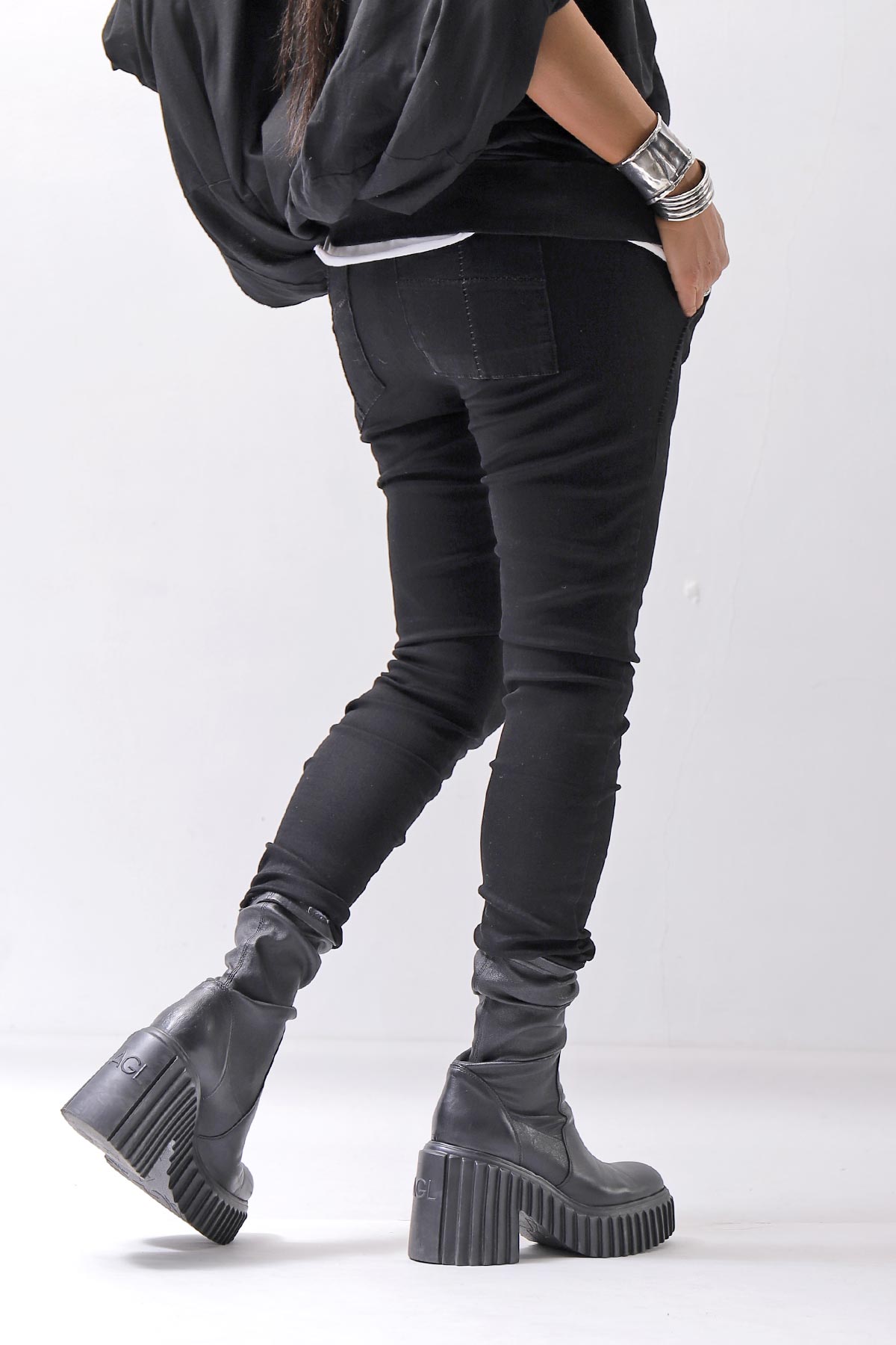 【thom/krom】 UNISEX SKINNY STRETCH DENIM PANTS WT79_BLACK