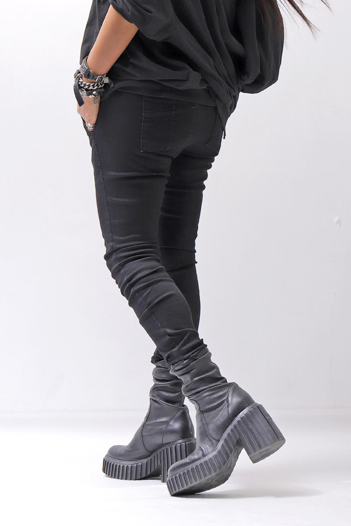 【thom/krom】 UNISEX SKINNY STRETCH DENIM PANTS WT79_BLACK