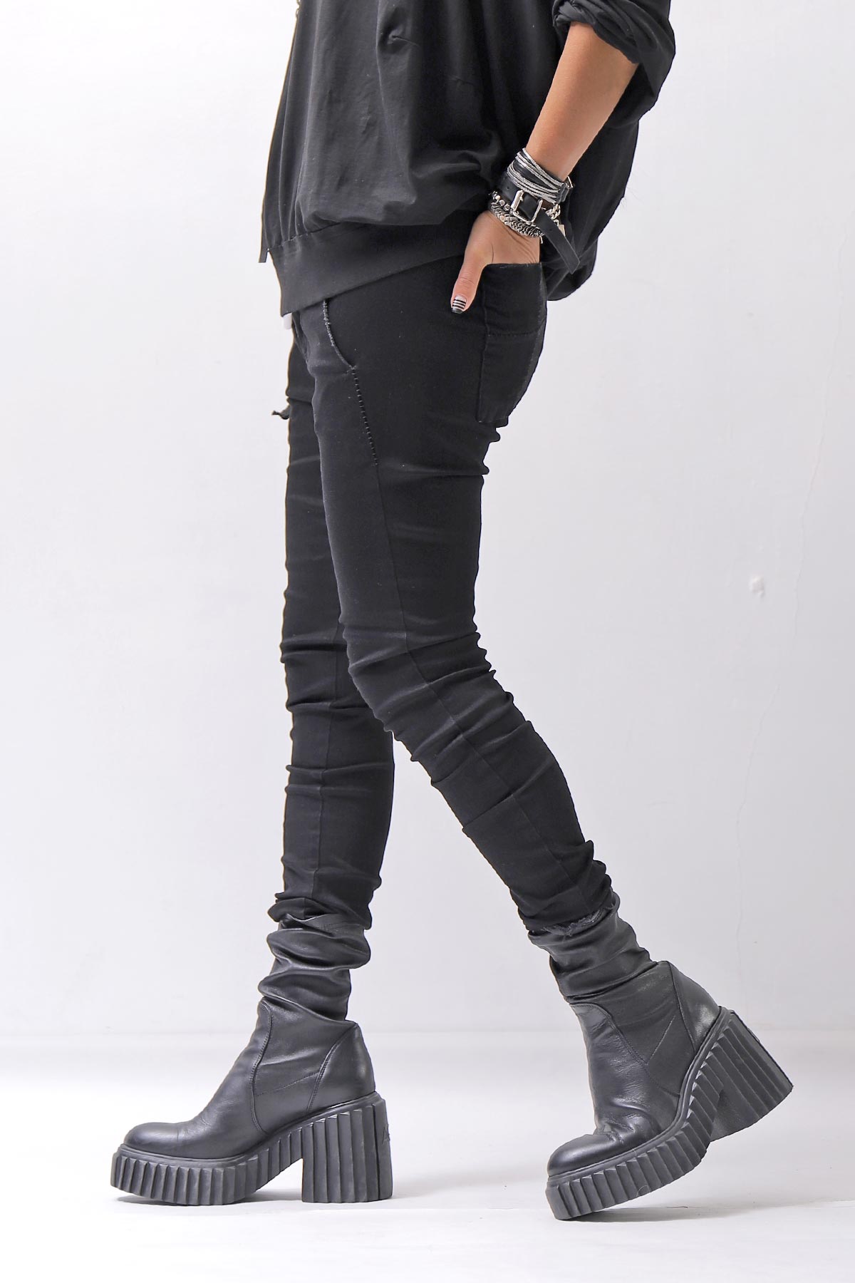 【thom/krom】 UNISEX SKINNY STRETCH DENIM PANTS WT79_BLACK