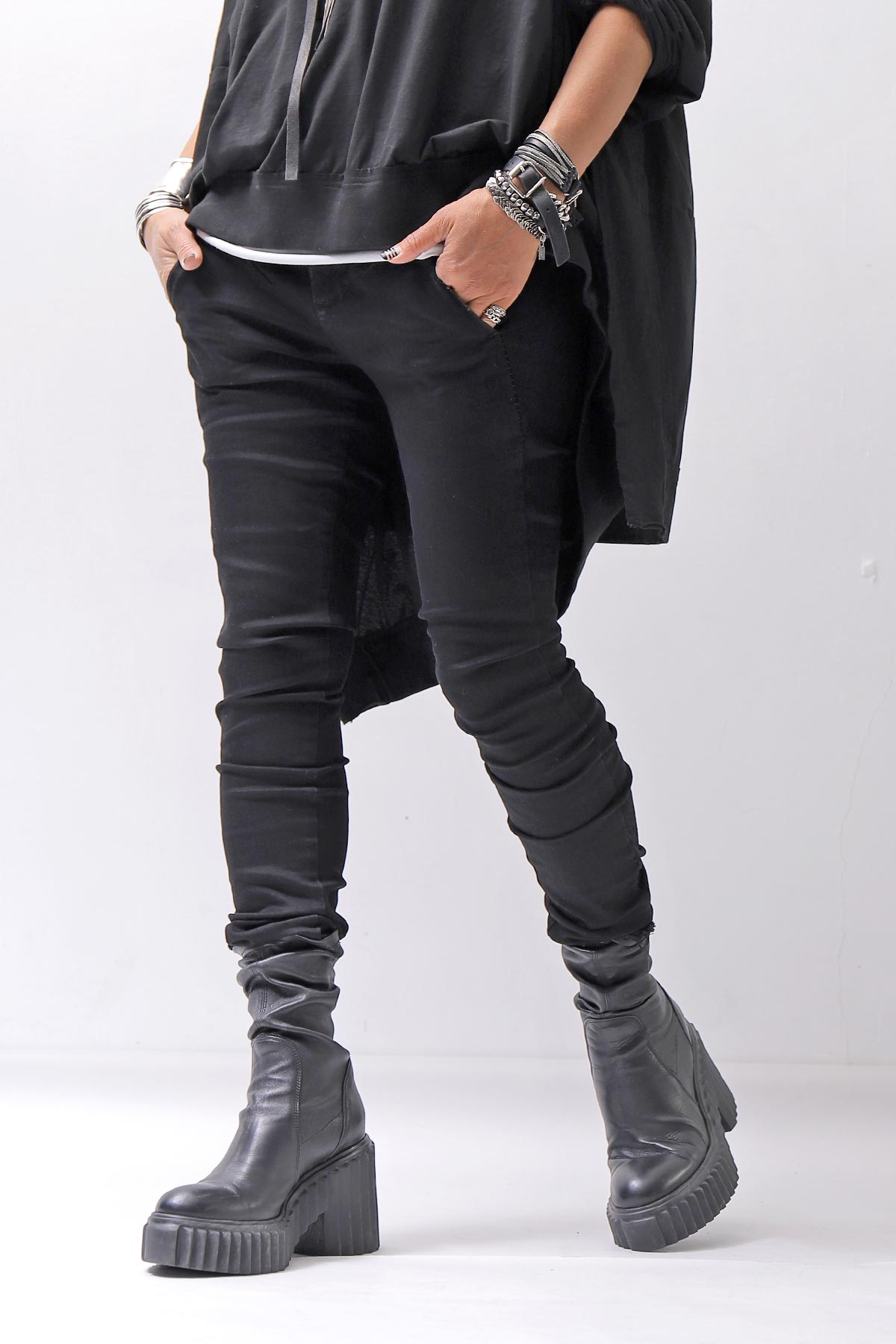 【thom/krom】 UNISEX SKINNY STRETCH DENIM PANTS WT79_BLACK