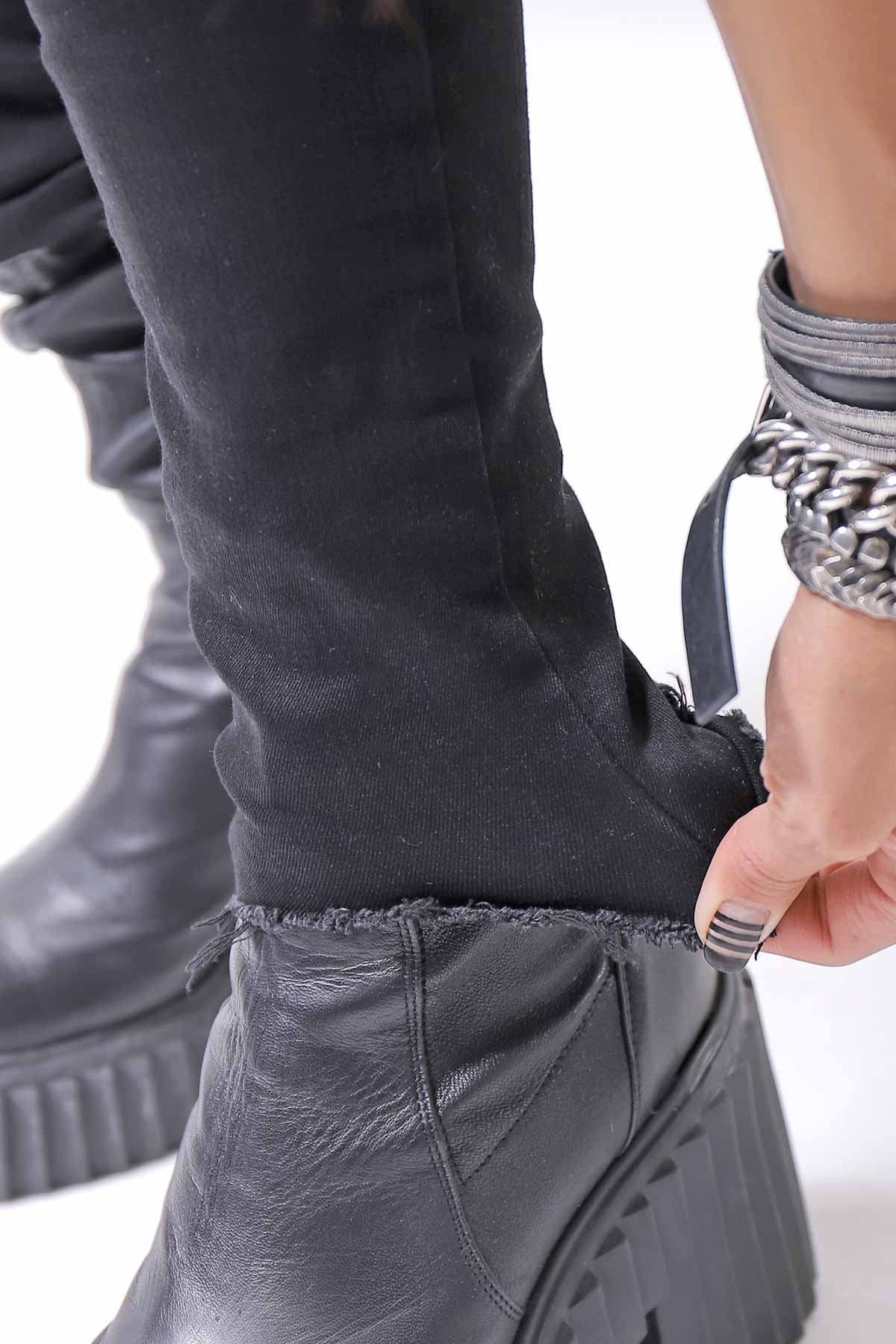 【thom/krom】 UNISEX SKINNY STRETCH DENIM PANTS WT79_BLACK