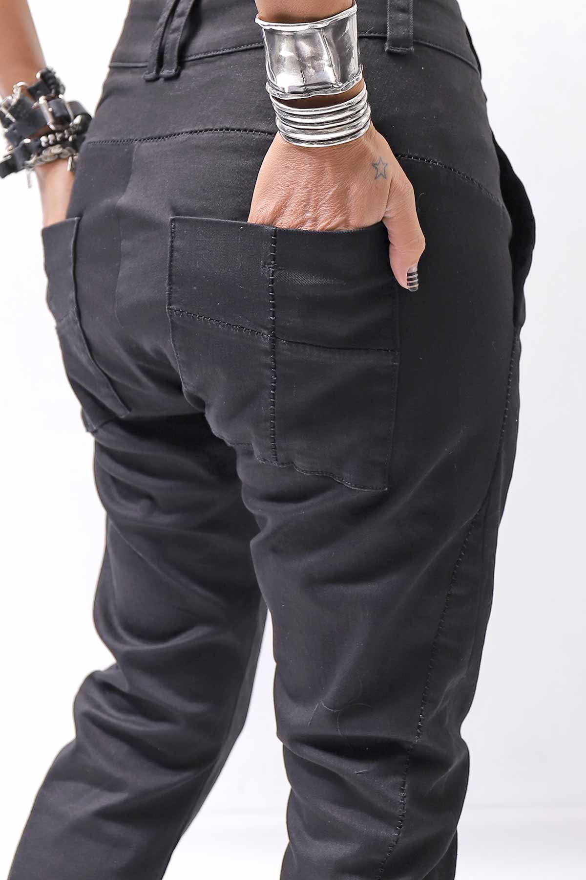 【thom/krom】 UNISEX LOW CROTCH STRETCH DENIM PANTS MT102_BLACK