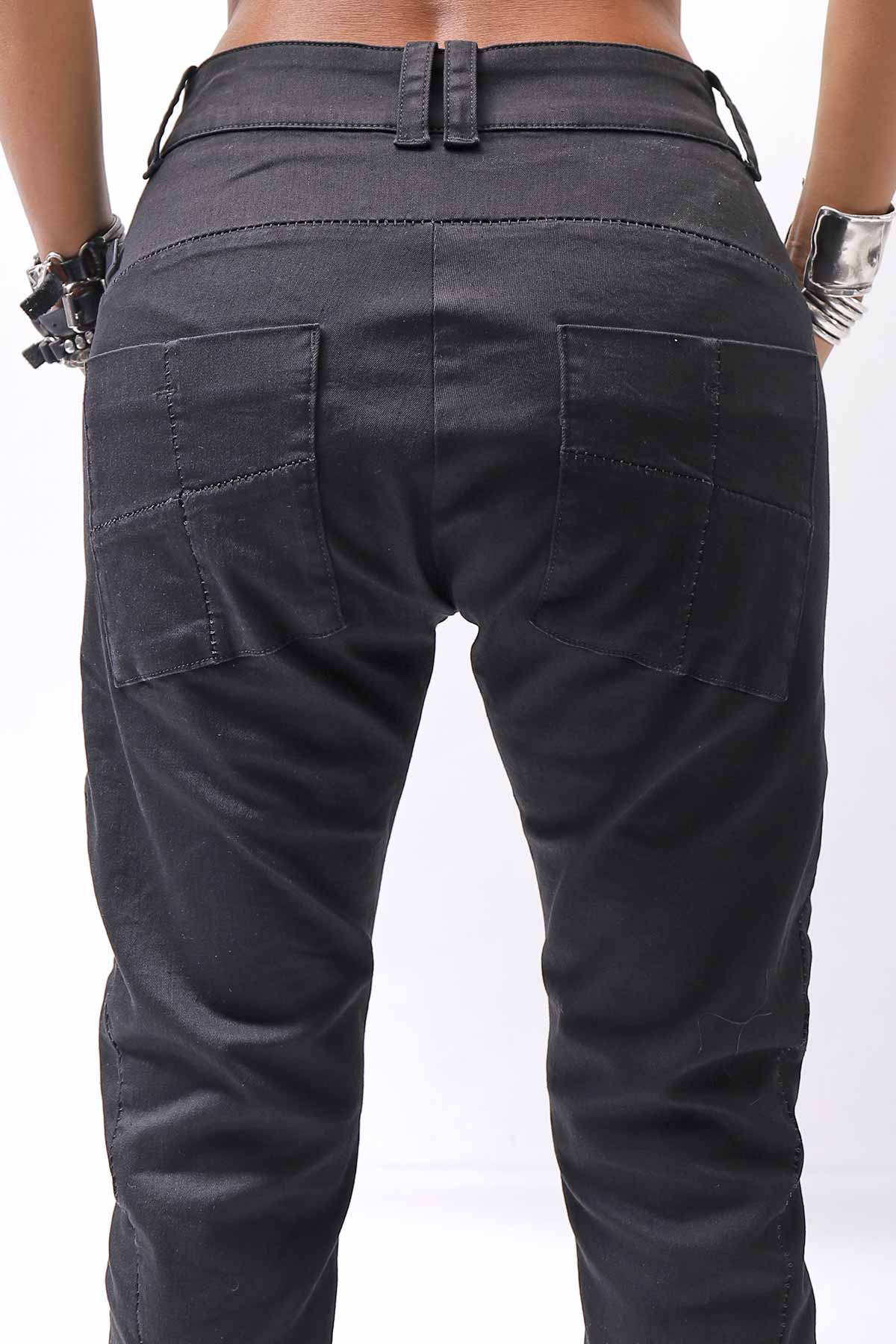 【thom/krom】 UNISEX LOW CROTCH STRETCH DENIM PANTS MT102_BLACK