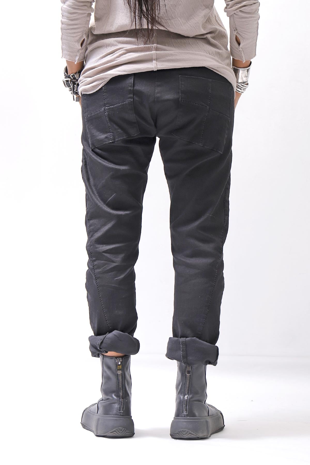 【thom/krom】 UNISEX LOW CROTCH STRETCH DENIM PANTS MT102_BLACK