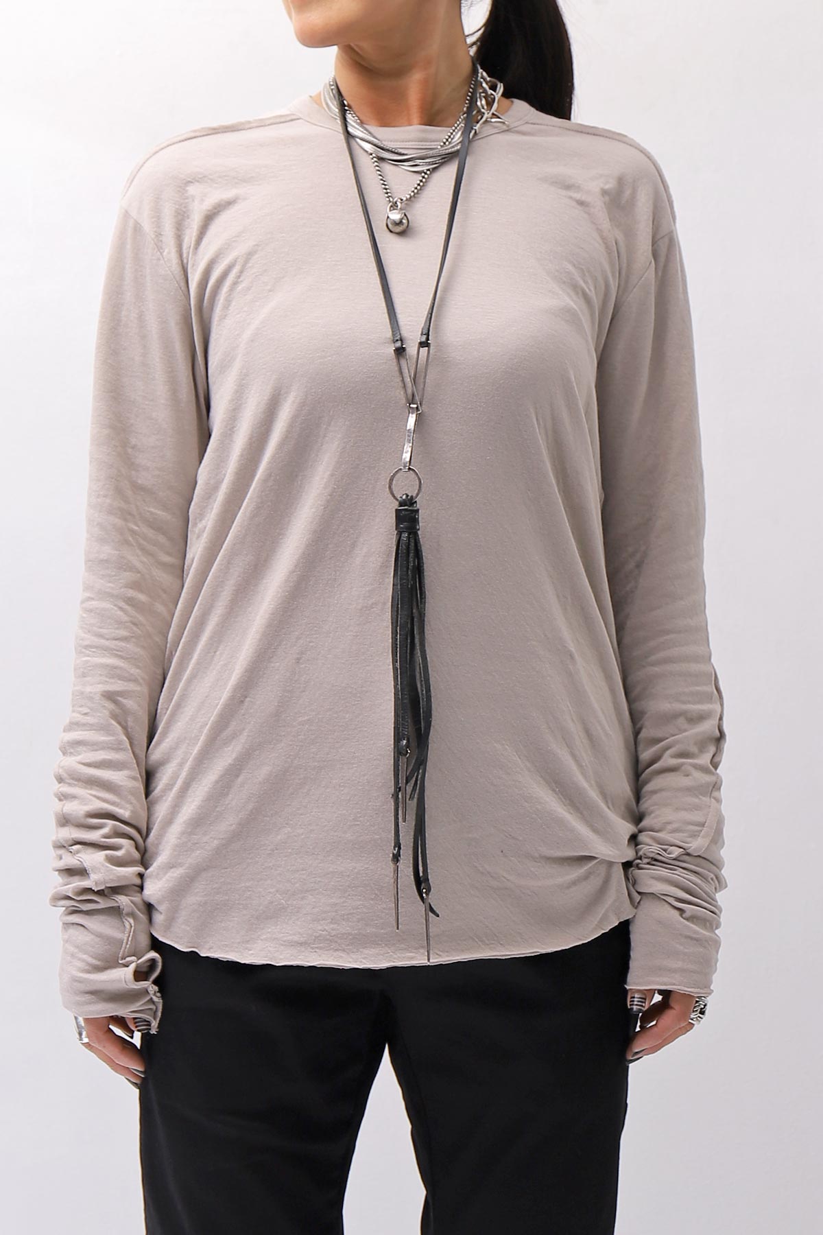 【thom/krom】 UNISEX SKIN COTTON DOUBLE LAYERED TOPS MTS922_STONE