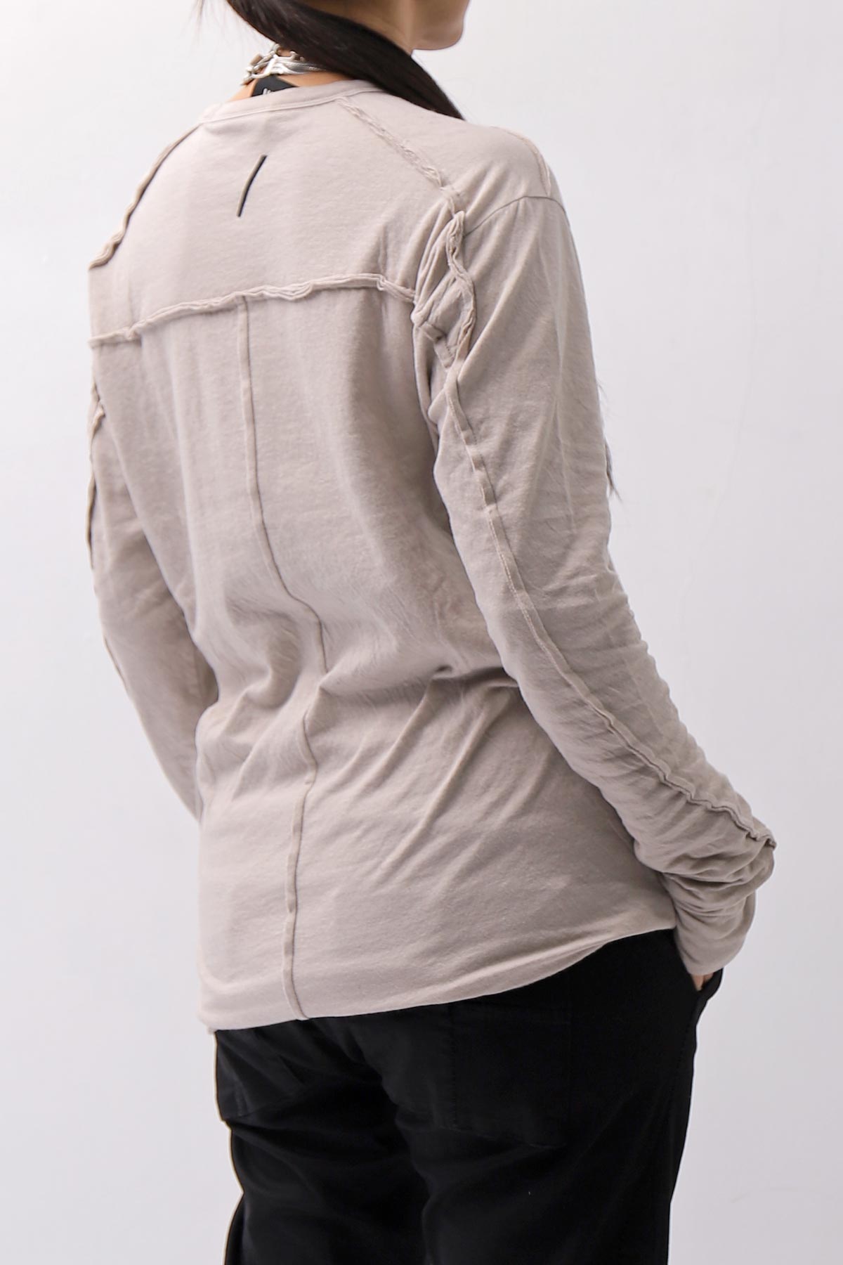 【thom/krom】 UNISEX SKIN COTTON DOUBLE LAYERED TOPS MTS922_STONE