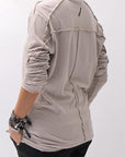 【thom/krom】 UNISEX SKIN COTTON DOUBLE LAYERED TOPS MTS922_STONE