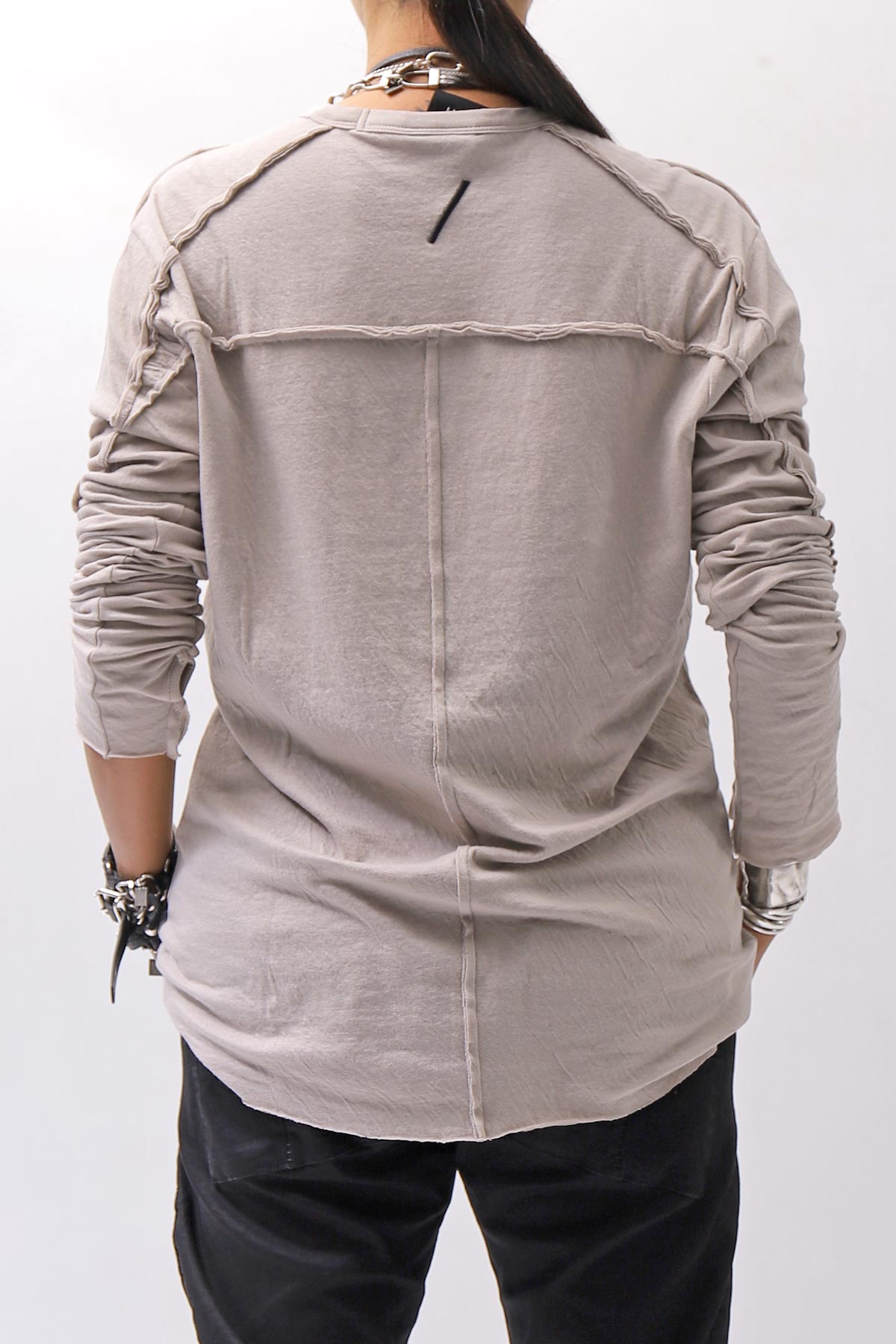 【thom/krom】 UNISEX SKIN COTTON DOUBLE LAYERED TOPS MTS922_STONE