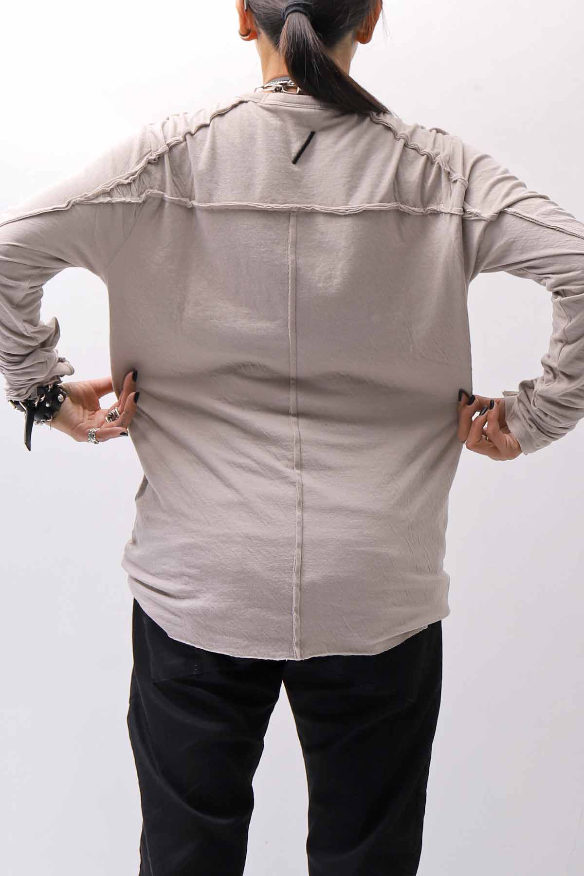 【thom/krom】 UNISEX SKIN COTTON DOUBLE LAYERED TOPS MTS922_STONE
